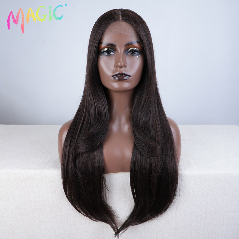 Magic Hair Synthetic Lace Front Wig Long straight 28 Inch Lace Wig Ombre Blonde Wig Heat Resistant Wigs For Women Lace Front Wig: KAF4