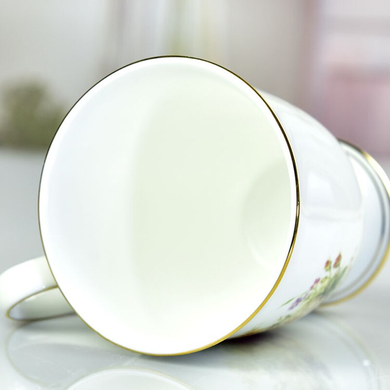 JOUDOO-tasse créative en céramique, famille royale, 350ml, tasse créative pour le café, le lait, le thé, dorée, incrustée, tasse de petit-déjeuner