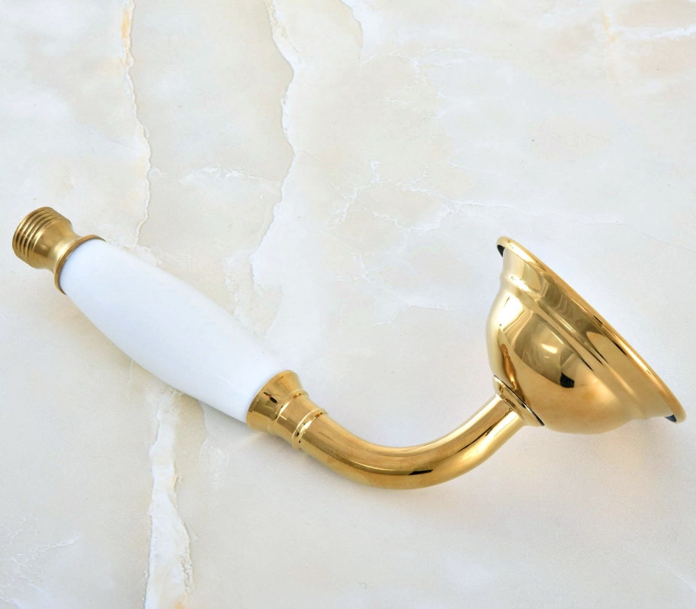 Luxe Gouden Kleur Gepolijst Messing Telefoon Stijl Keramiek Hand Held Waterbesparende Douchekop ahh049