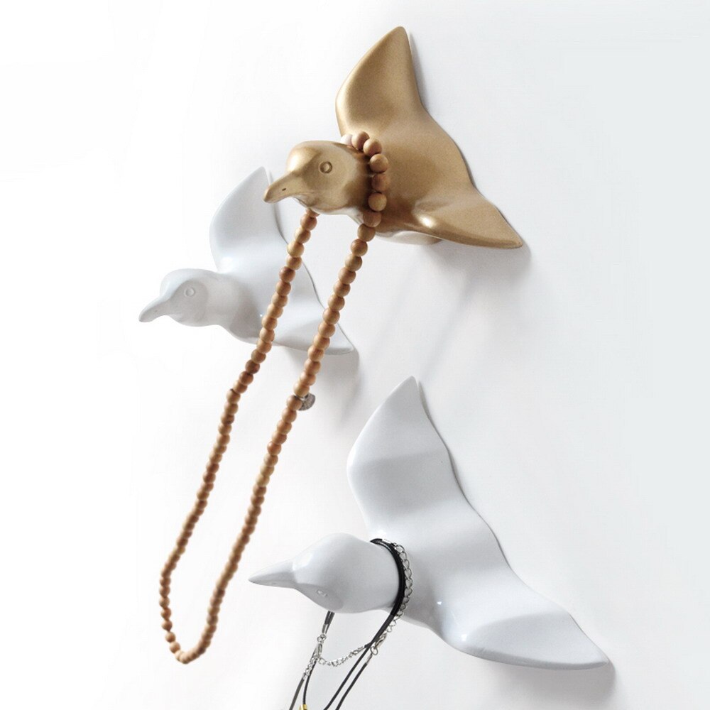 Badkamer Deur Kapstok Moderne stijl Hars 3D Seagull Vorm Decoratie Haak, Zeemeeuw Vorm Decoratieve Haak