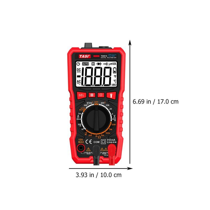 Digital Multimeter Handheld Meter Volt Tester AC DC Current Tester (Black Red)