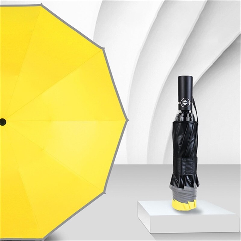Only Jime Automatic Reverse Umbrella Windproof Umbrellas Folding Waterproof Folding Reverse Umbrella Rain Gear: Yellow