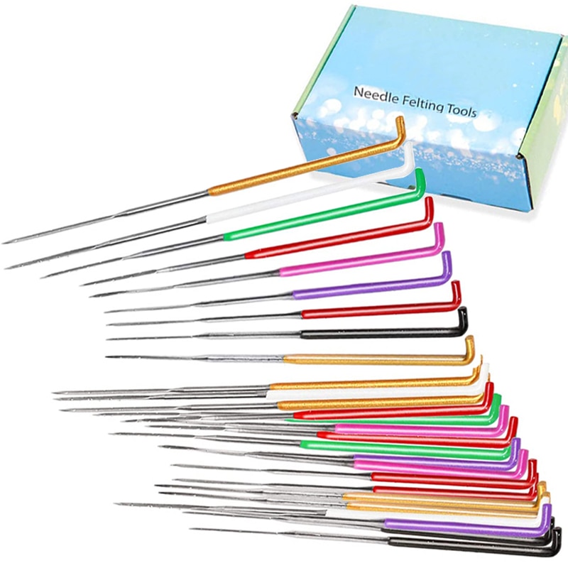 Lmdz 35 stk toving nåler ull nål tove sett ull filt tove kit kit fargerike ull tove rekvisita med nåle flaske