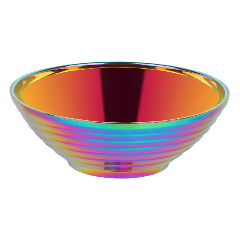Japanese Stainless Steel Ramen Instant Noodles Bowl Large Rice Soup Salad Double layer Bowl For Restaurant Kitchen Tableware: Rainbow NO.0 1pcs