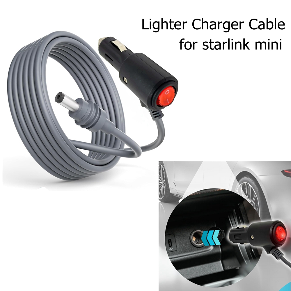 2M/3M/5M For Starlink Mini DC Power Cable Direct To Cigaretter 12V-24V Adapter Power Cable For Starlink Mini With On Off Switch