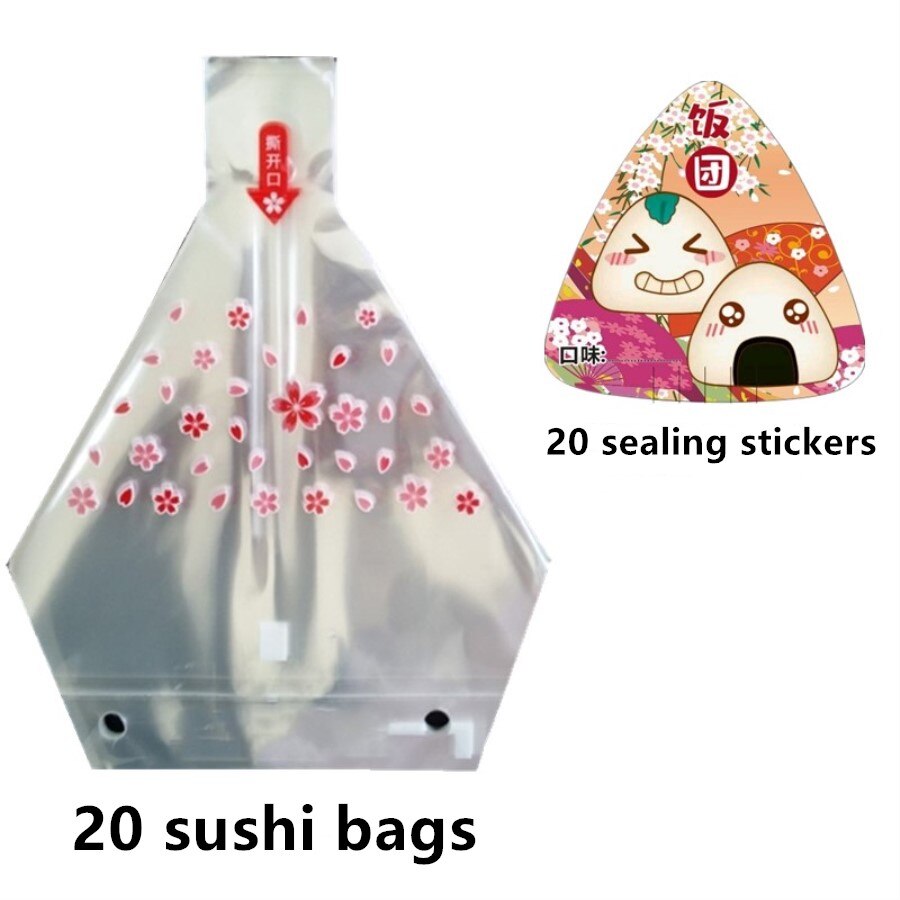 Moderigtig sushi taske ris kugle pakke taske anti-dug taske let rive sushi pakke taske 20 stk send klistermærker forskellige farver: Røde 20 grupper
