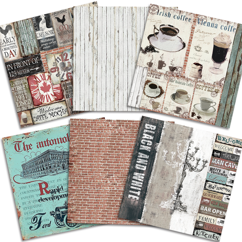 24 hojas 6 "X6" tiempo vuela patrón papel Pad bricolaje álbum de recortes papel pack hecho a mano manualidades de papel Fondo pad Alinacraft