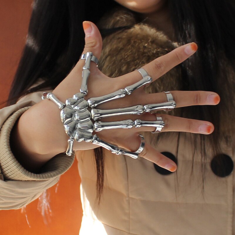 Hapiship-pulsera elástica con esqueleto de calavera para Halloween, brazalete con anillos RCH Cool, estilo de , ,