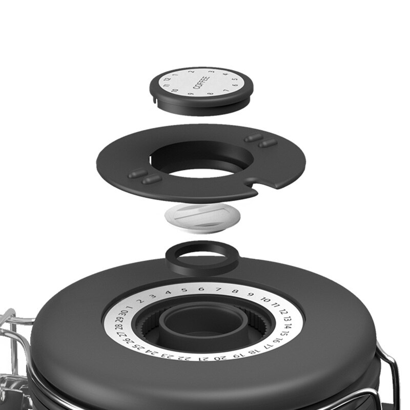 Coffee Canister Stainless Steel Coffee Storage Container with Coffee Scoop Date Tracking Wheel One Way Co2 Valve Airtight 19QE