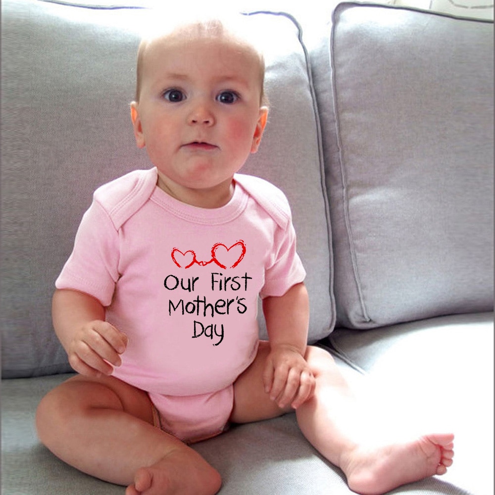 Onze Eerste Moederdag Tops Mom & Baby Bijpassende Tees Bodysuit & Vrouwen Shirt Korte Mouw Familie Bijpassende Outfits