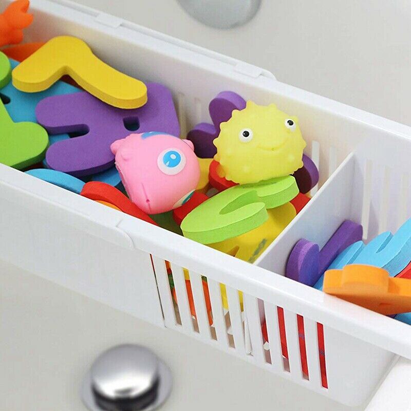 Bathtub Caddy Tray Plastic Bathtub Basket Shelf Rack Bath Toys Organizer Retractable Storage Rack S7 #5