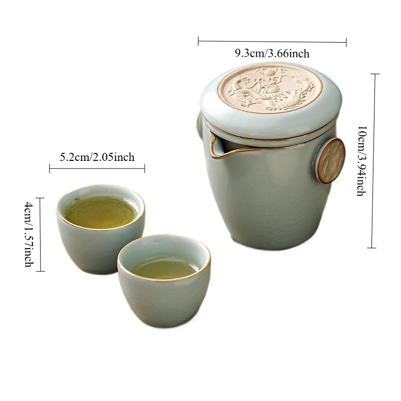 Resetservis en kanna tre koppar expresskopp keramisk tekopp utomhus tedricksutrustning bärbar väska