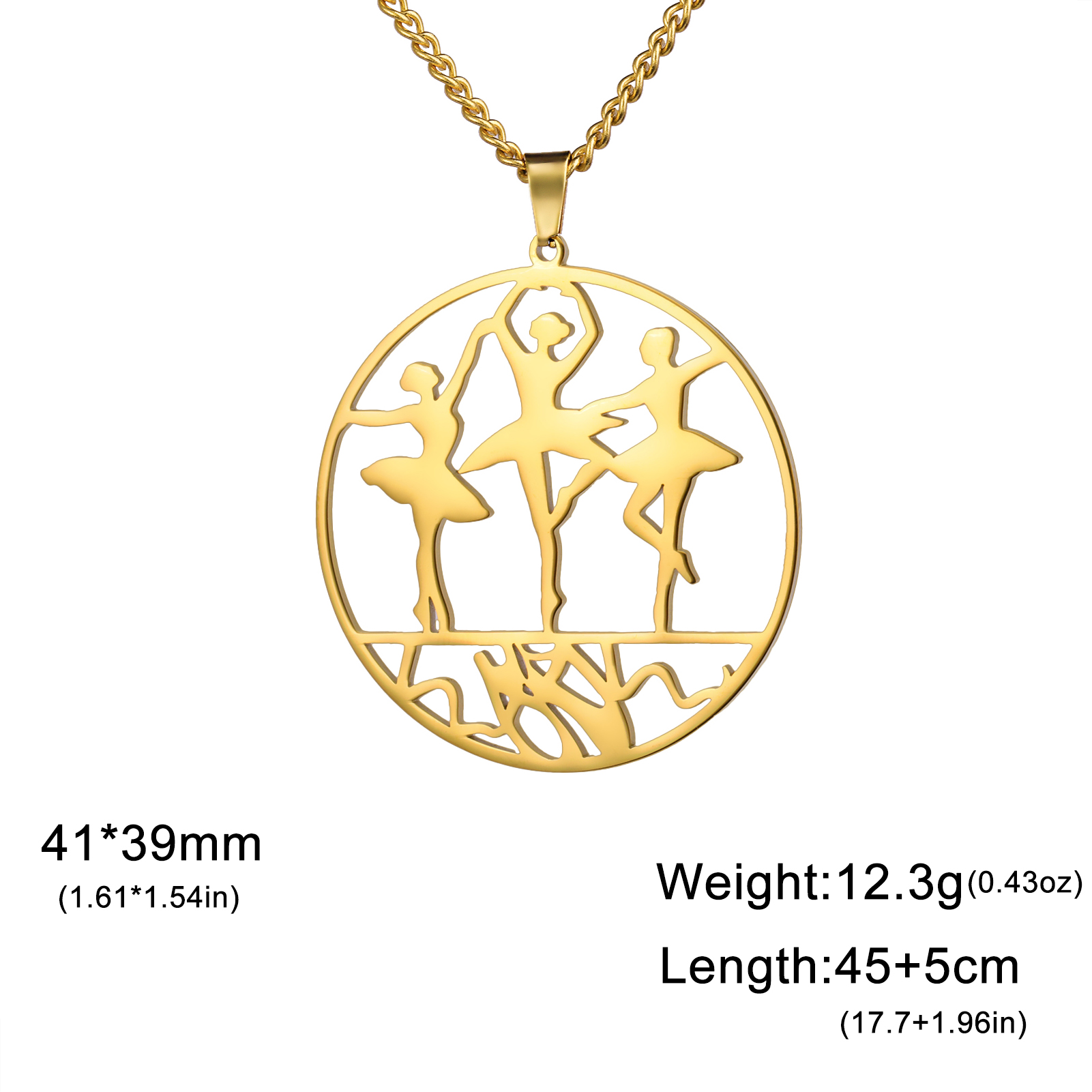 Cazador Ballet Ballerina Dansend Meisje Hanger Kettingen voor Vrouwen Rvs Sieraden Ketting 2025: Roest Rood