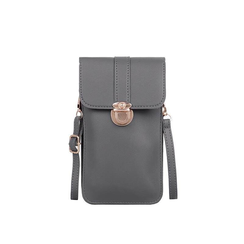 Women Wallet Cell Phone Wallet Big Card Holders Wallet Handbag Purse Clutch Messenger Shoulder Straps Bag: Dark Gray