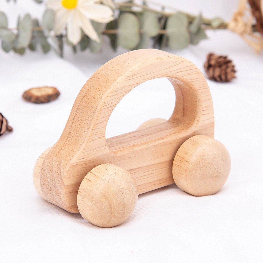 1Pc Peuter Baby Houten Kar Bijtring Inertie Trolley Auto Baby Grijpen Spier Meting Training Handgemaakte Houten Baby Speelgoed: I