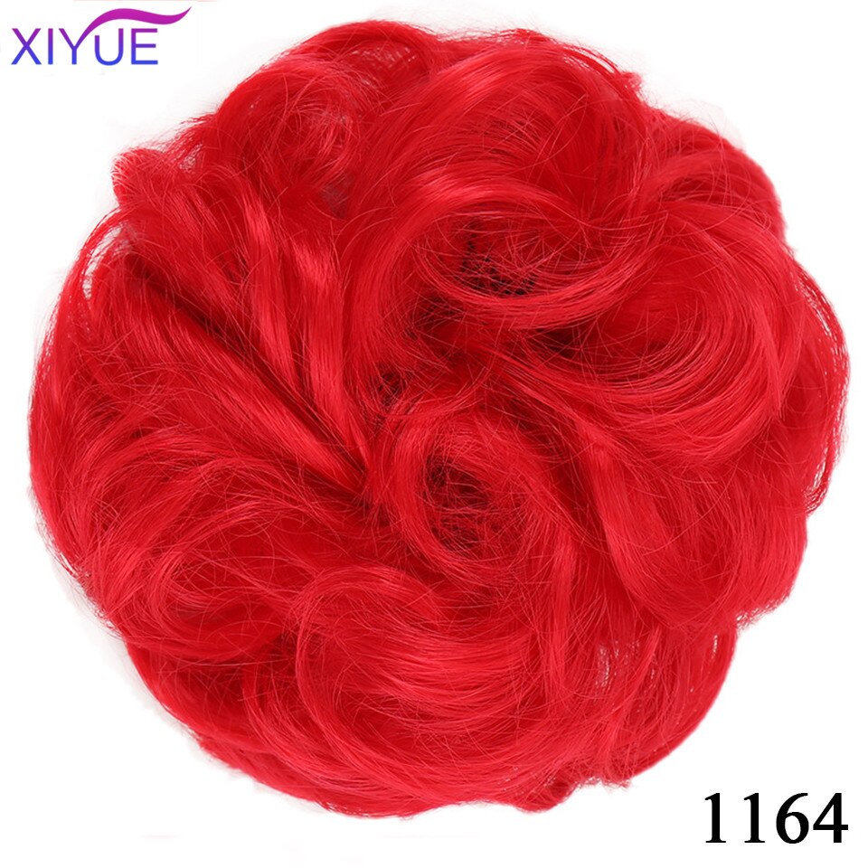 XIYUEMessy Scrunchies Donut Bun Synthetic Hair Chignon Straight Elastic Band Hair Extensions Heat Resistant Hairpieces For Women