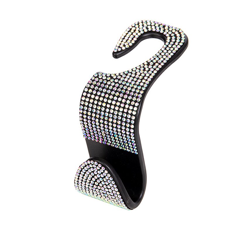 Bilsete rygg krok diamant bling rhinestones rygghenger auto hodestøtte feste oppbevaringsholder bil interiør tilbehør bil styling: En hvit
