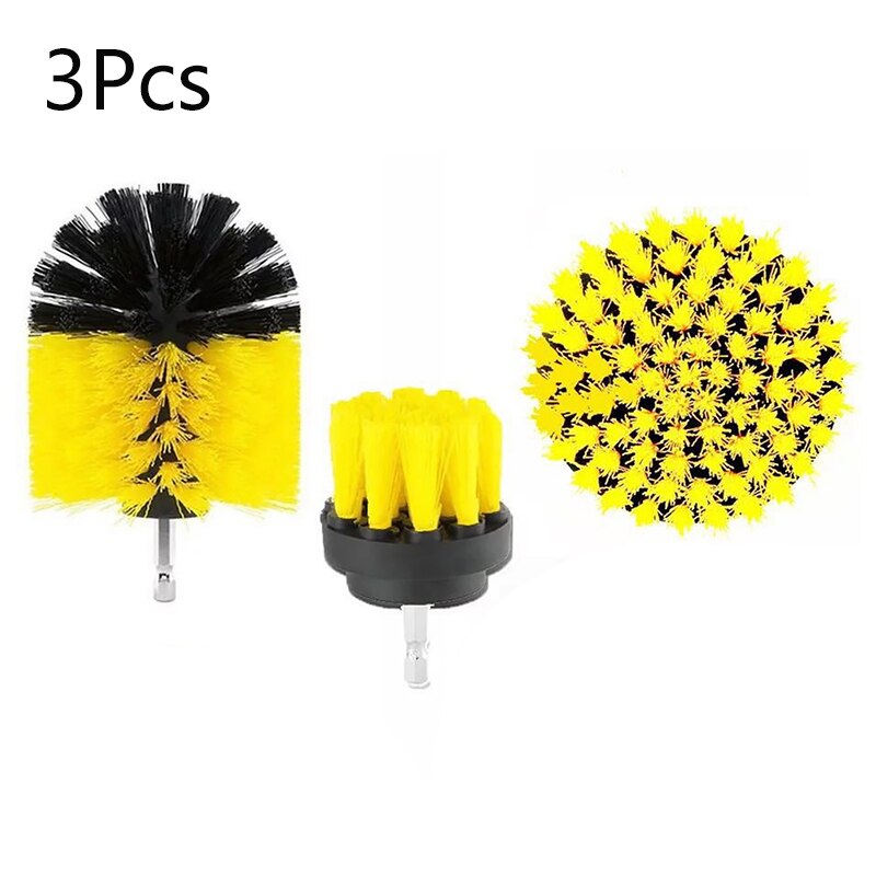1/3Pcs Set Drill Power Scrub Clean Brush Electric Drill Brush Kit With Extension For Grout, Tiles,Bathroom, Kitchen & Auto: 3PCS 2-4inch yellow
