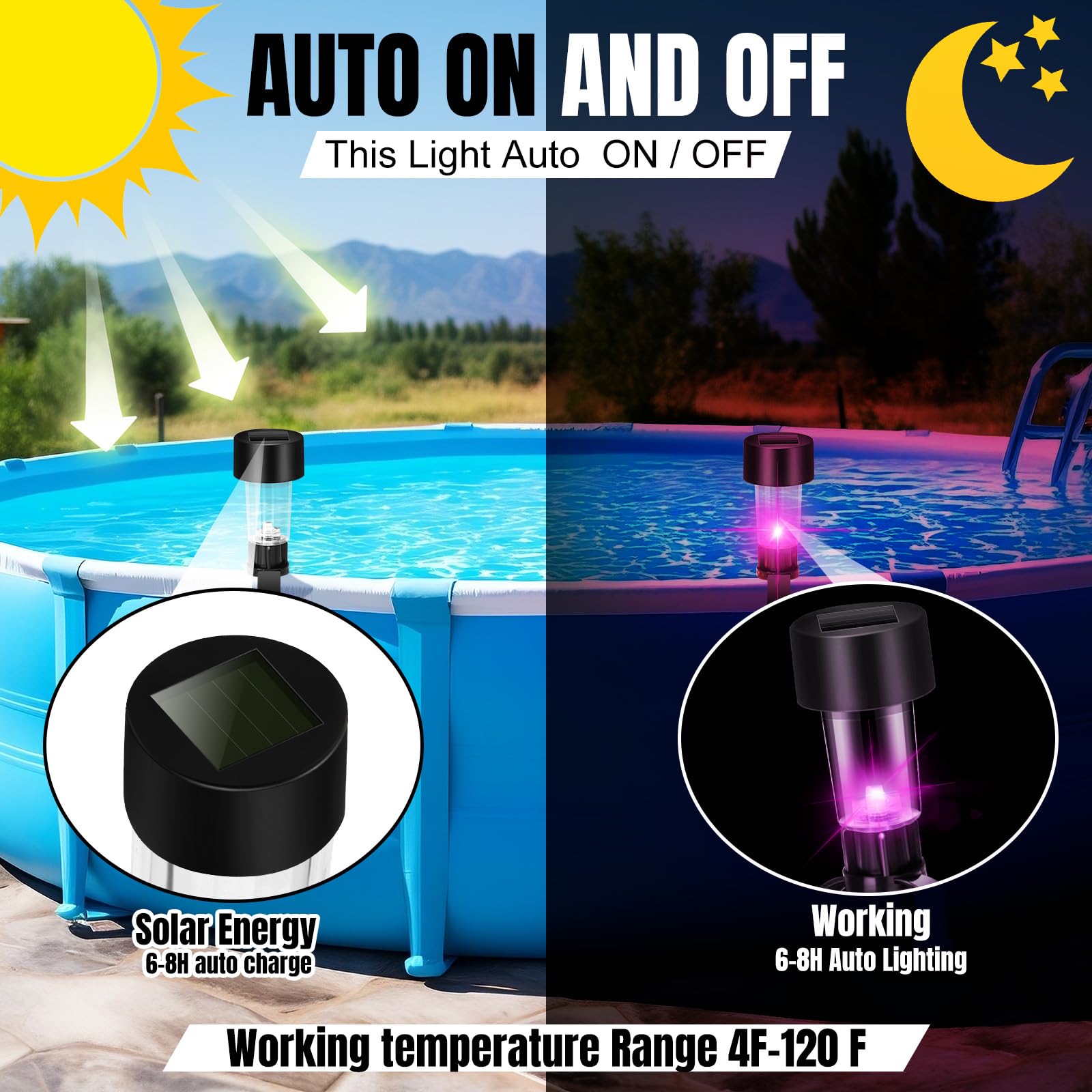 8 lampes solaires pour piscine, lumières étanches, accessoires pour piscine extérieure, lumières colorées et veilleuses