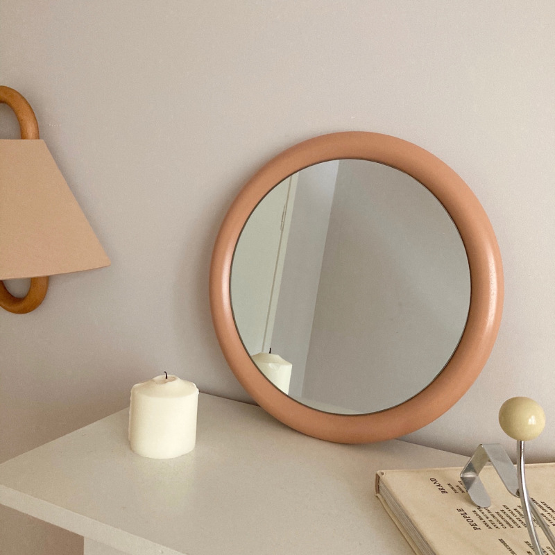 Espejo De maquillaje pequeño con marco De madera, Mini tocador Kawaii portátil coreano, De habitación, artículos De decoración para el hogar: Pink