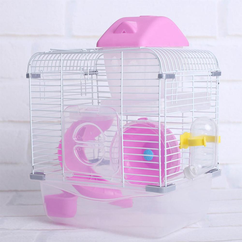 Kleine Haustier Träger Kristall Haustier KäFeige Hamster Hütte Doppel Schicht Haus für Hamster Goldene Hamster: Rosa