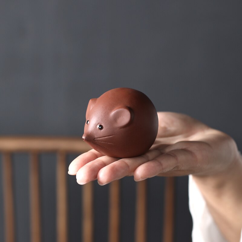 Ceramic tea pets cute rat ornaments tea play tea art lucky rat tea tray home gardening decoration