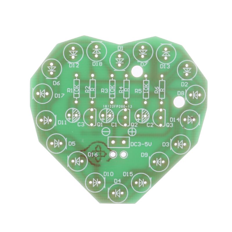 1 ensemble de kits de lampes de poche led colorées en forme de cœur, pièces de réparation électroniques à faire soi-même
