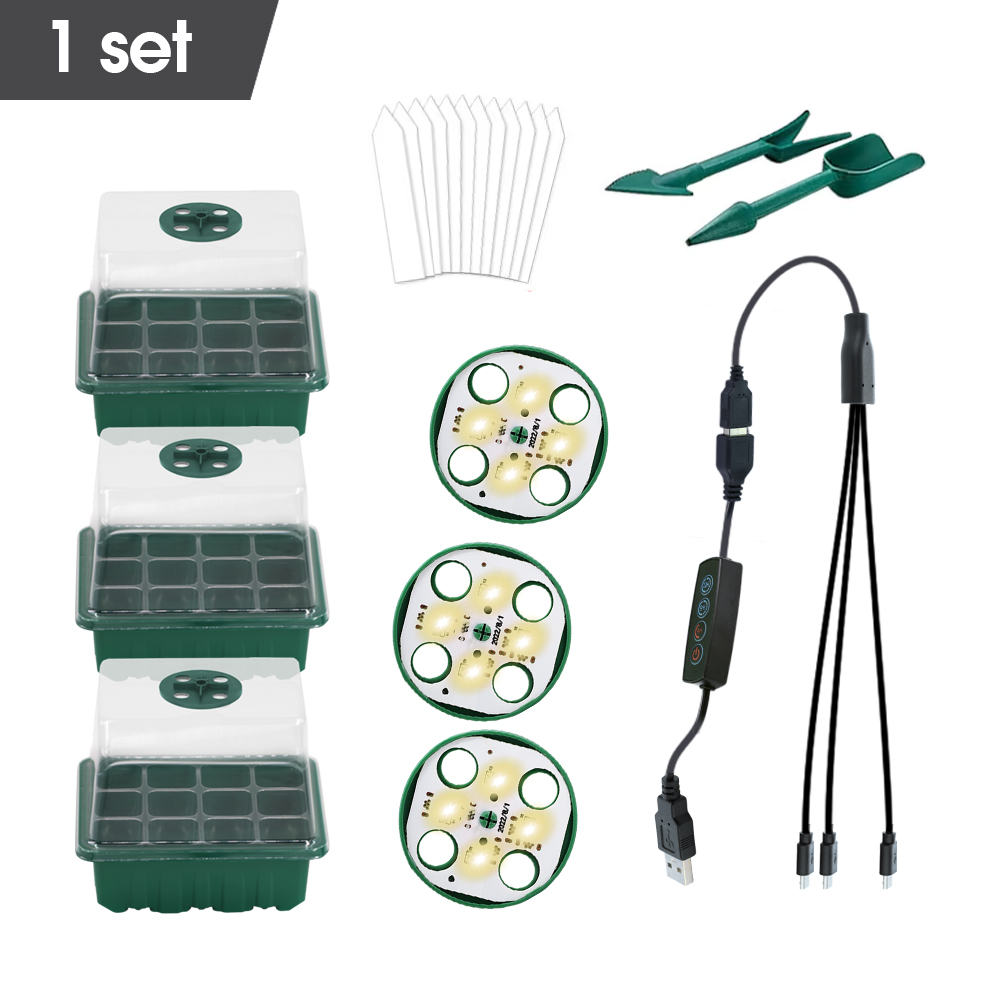 LED Nursery Pots with Grow Light Plant Seed Starter Trays Home Greenhouse Growing Lamp 12Cell Seedling Box Timer Kit Controller: PURPLE