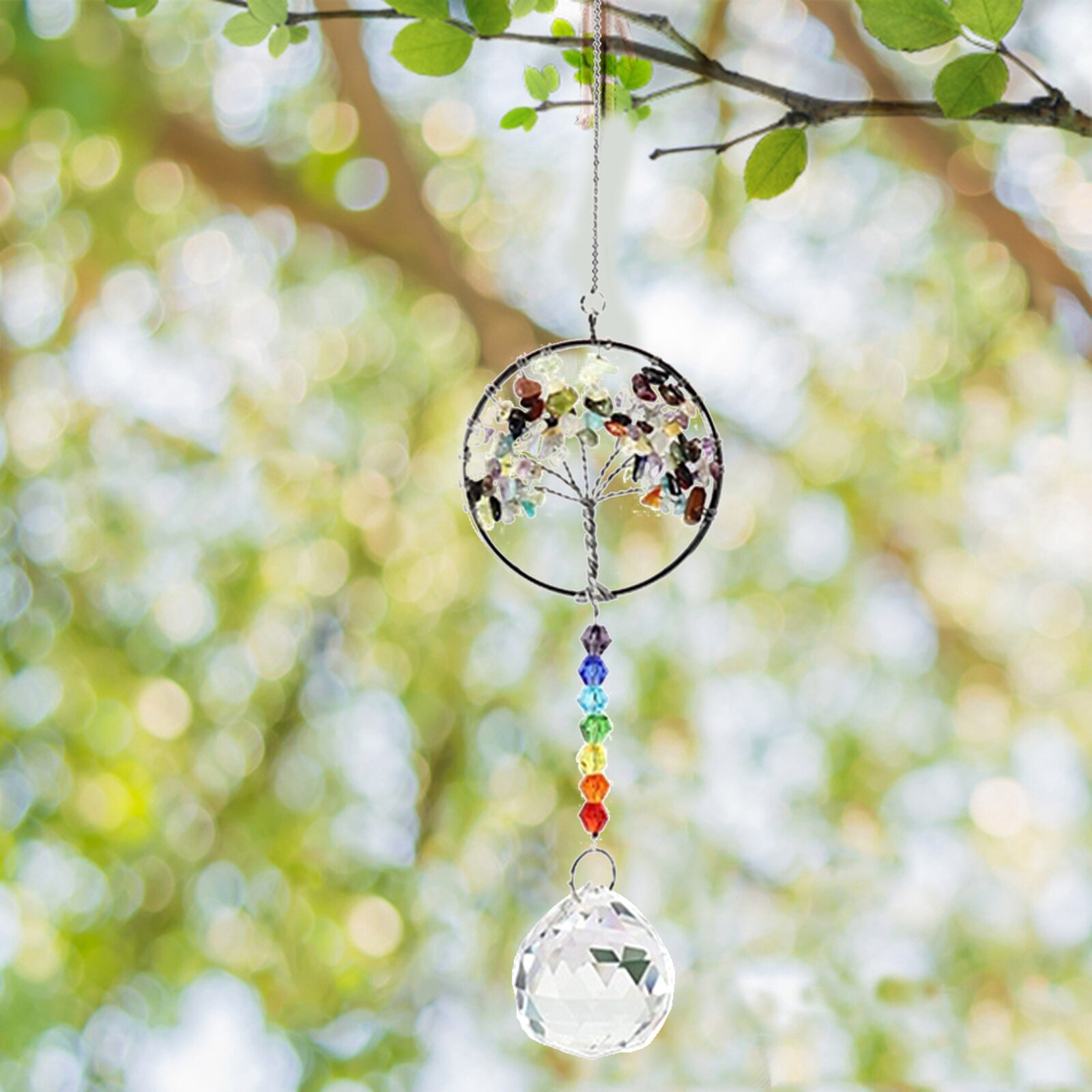 Máquina de arcoíris de bola de cristal, atrapasol colgante, decoración hogareña para ventana,: Colorful Tree