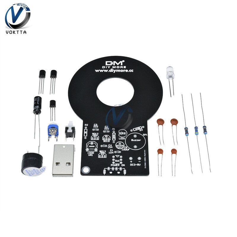 Metaldetektor sæt  dc 3v-5v 60mm detektiv berøringsfri sensor modul med 18650 usb power bank box gør det selv sæt metaldetektor finder
