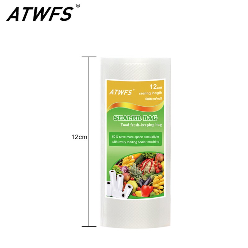 ATWFS1PCS 12 cm x 500 cm/Roll Vacuüm Zakken voor Voedsel Opslag Eten Saver Vacuum Verpakking Vacuüm Sealer Zakken