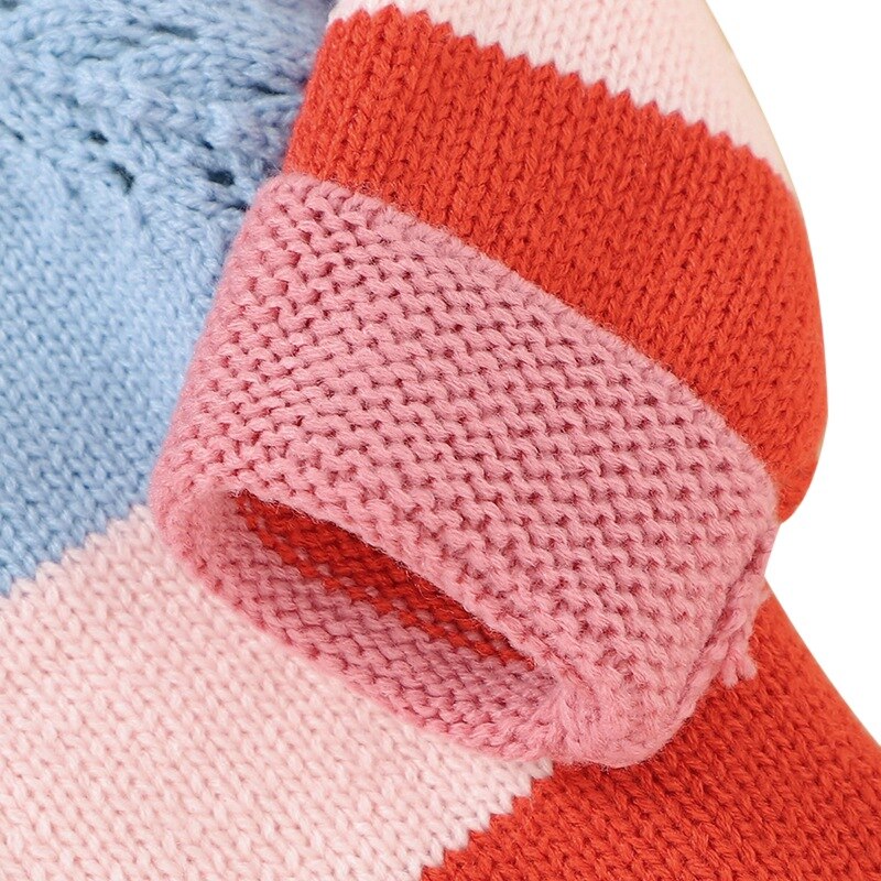 Suéter de invierno para bebés, cárdigan tejido para niños y niñas, suéteres para bebés, ropa de a rayas arco iris para bebés, cárdigan para otoño 4