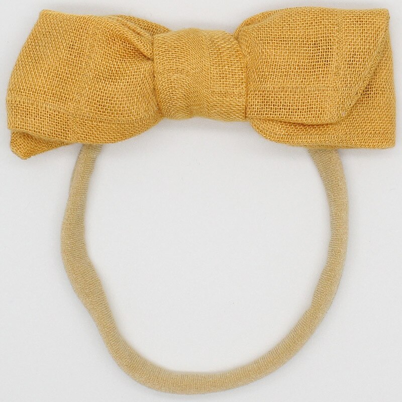 Baby Girl Headbands Newborn Headband Baby Headbands Nylon Infant Baby Bows Baby Girl Hair Accessories: Mustard-T