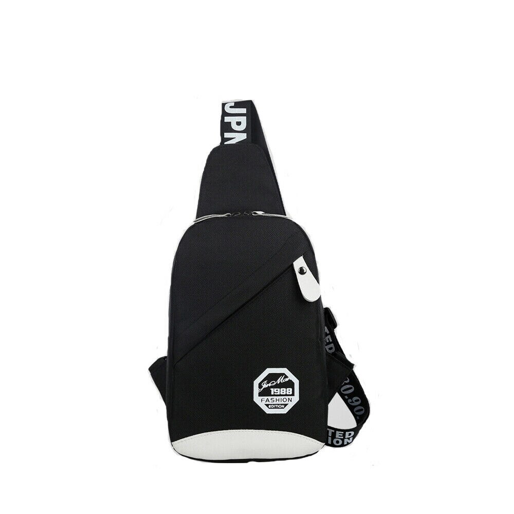 Heren schoudertas met usb-oplaadfunctie borsttas crossbody schoudertas messenger: Zwart