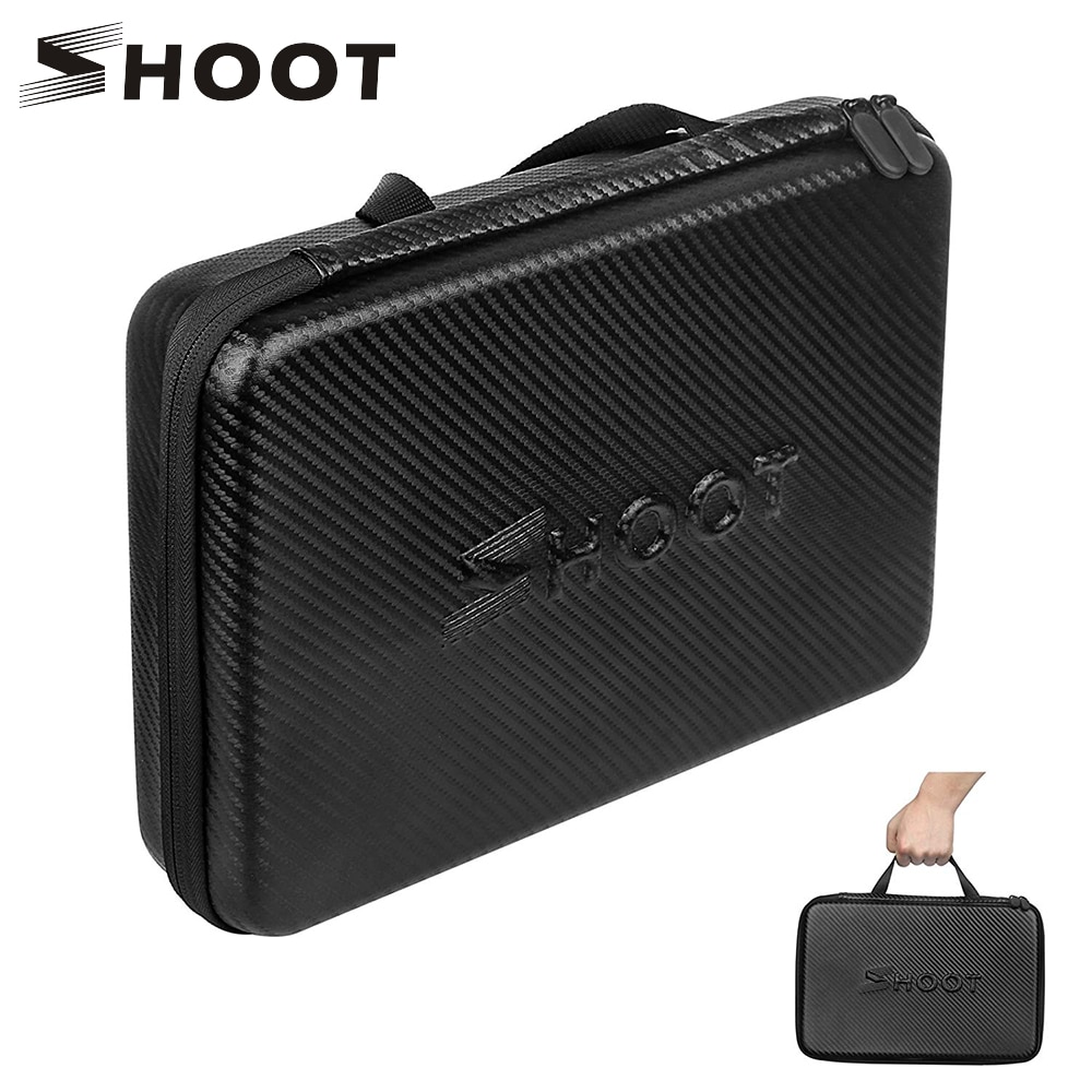 SHOOT Large Protable PU Waterproof Carrying Case for GoPro Hero 7 6 5 4 SJCAM Xiaomi Yi 4k 2 Eken h9 Camera Box Go Pro Accessory