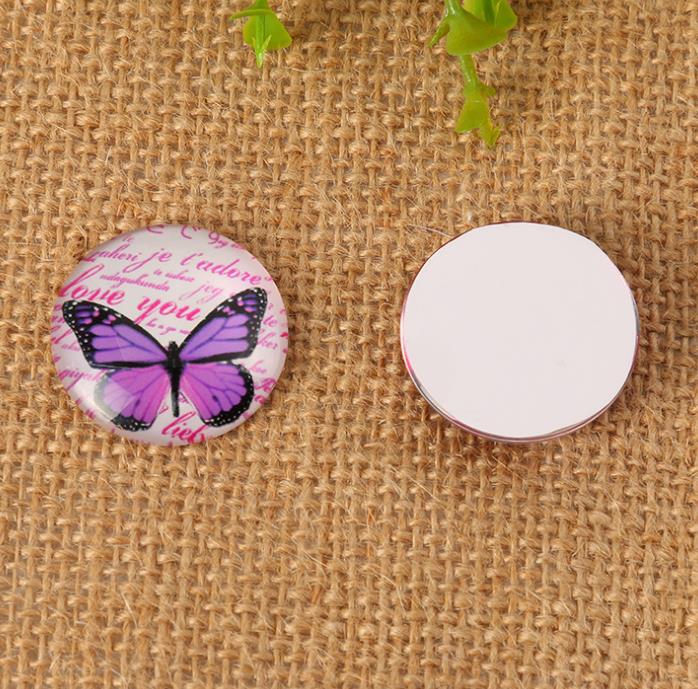 Self-adhesive Diy Beautiful Butterfly Glass Mosaic Printed Flat Glass Half Round/Dome Cabochons for DIY Jewelry Making