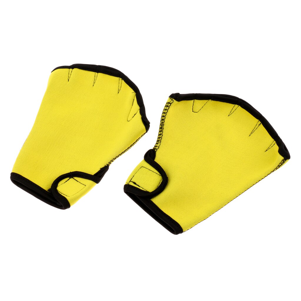 Magideal 1 par simning dykhandskar vattenkondition vattenmotståndsträning fingerfri webbed paddle neoprenhandskar gul: M