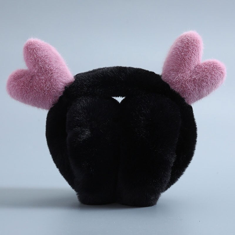 Soft Plush Ear Warmer Winter Warm Earmuffs for Women Men Solid Color Earflap Outdoor Cold Protection Ear-Muffs Ear Cover: black