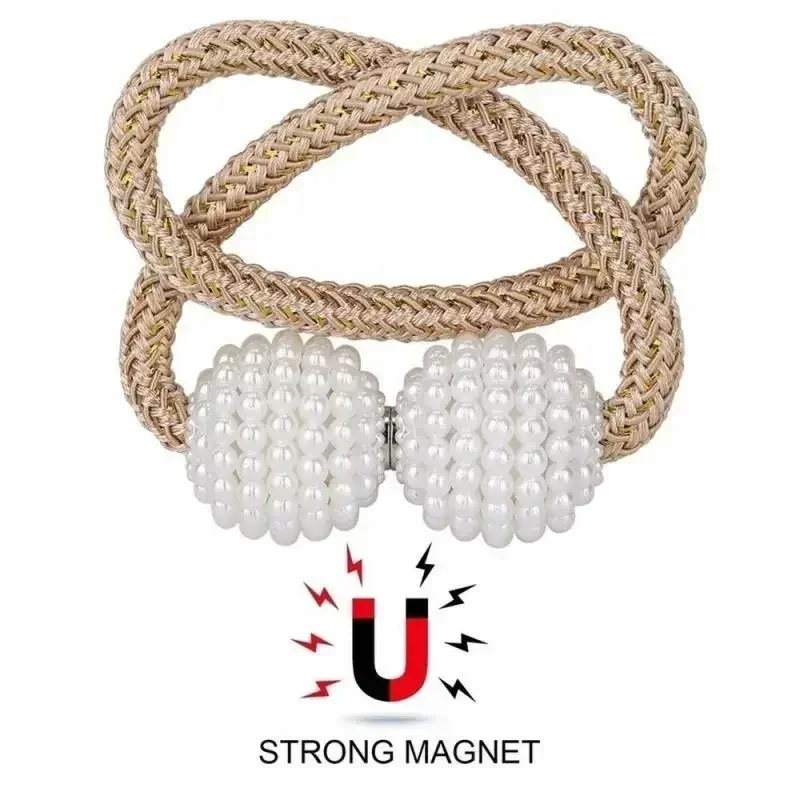 Porte-rideau magnétique perlé, supports de rideau, clips de structure arrière, boule de confrontation, accessoires de décoration, 2 pièces