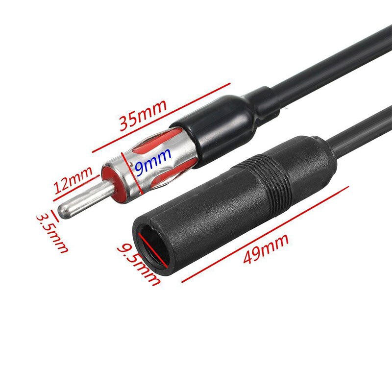 Male to Female Cable Antenna Car Extension Cord Black Universal Durable