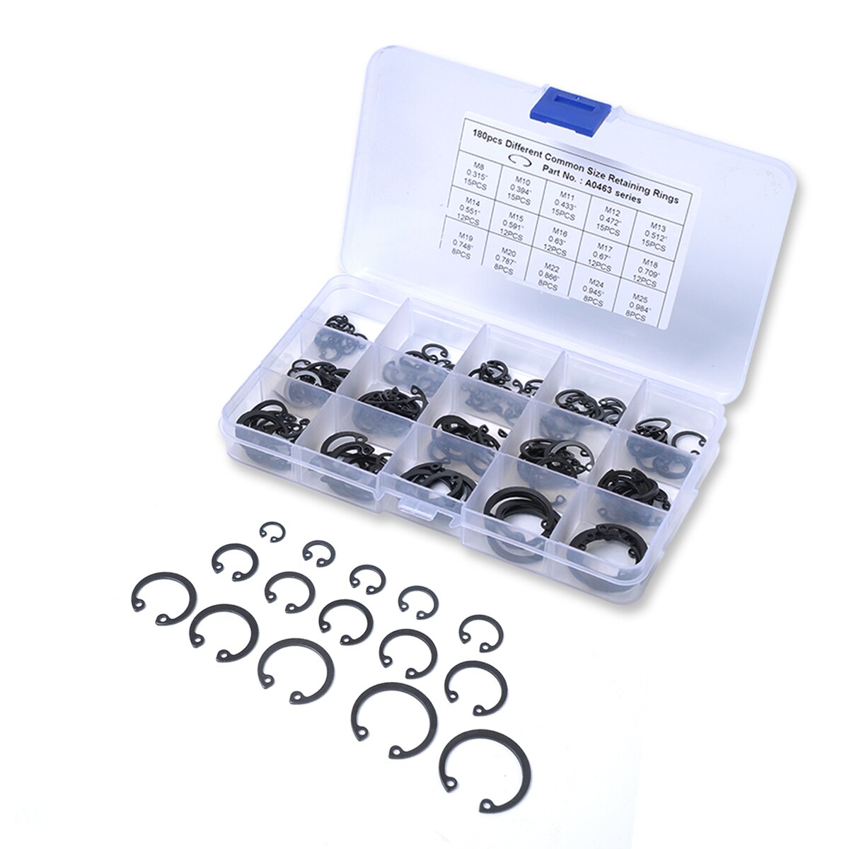 180-PC Circlip Car Snap Ring Assortment 8 Different Common Size Retaining Rings