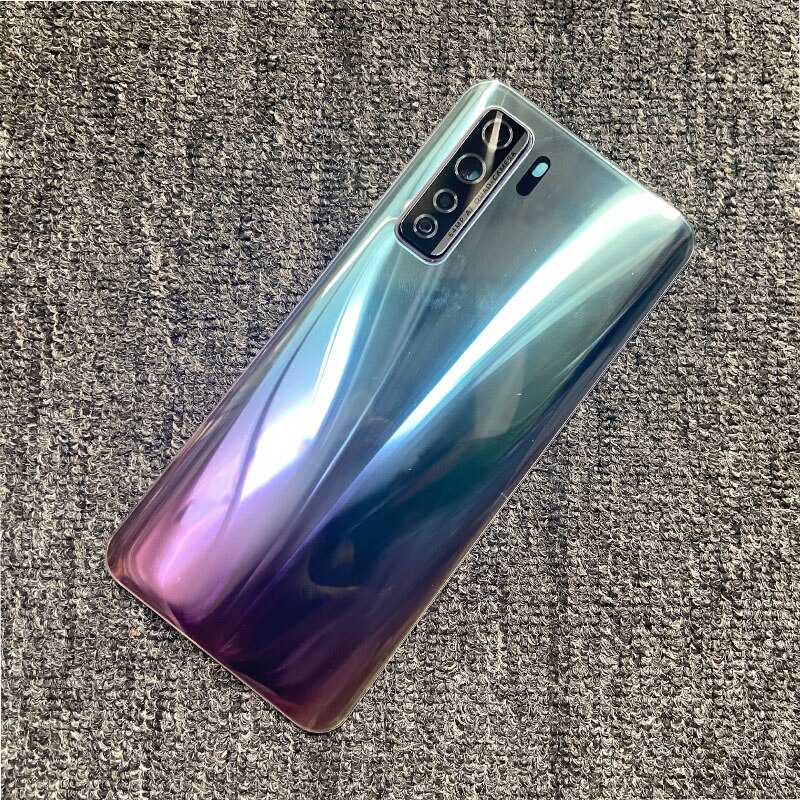 For Huawei P40 Lite 5G Back Battery Cover Back Door Housing Cover Case Glass With Camera Len for Huawei Nova 7 SE: with lens sliver