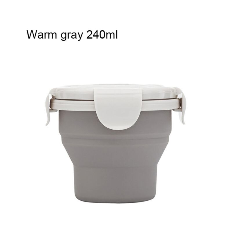 Opvouwbare lunchbox van siliconen van voedingskwaliteit met deksel, 660ml kampeerkom, magnetron- en koelkastvoedselbewaarkom: 240ml