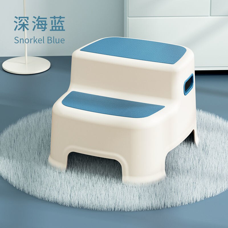 Multi-Function 2 Step Stool Toddler Kids Stool Toilet Potty Training Anti-slip Bathroom Stool Footstool Chair Bathroom Furniture: blue