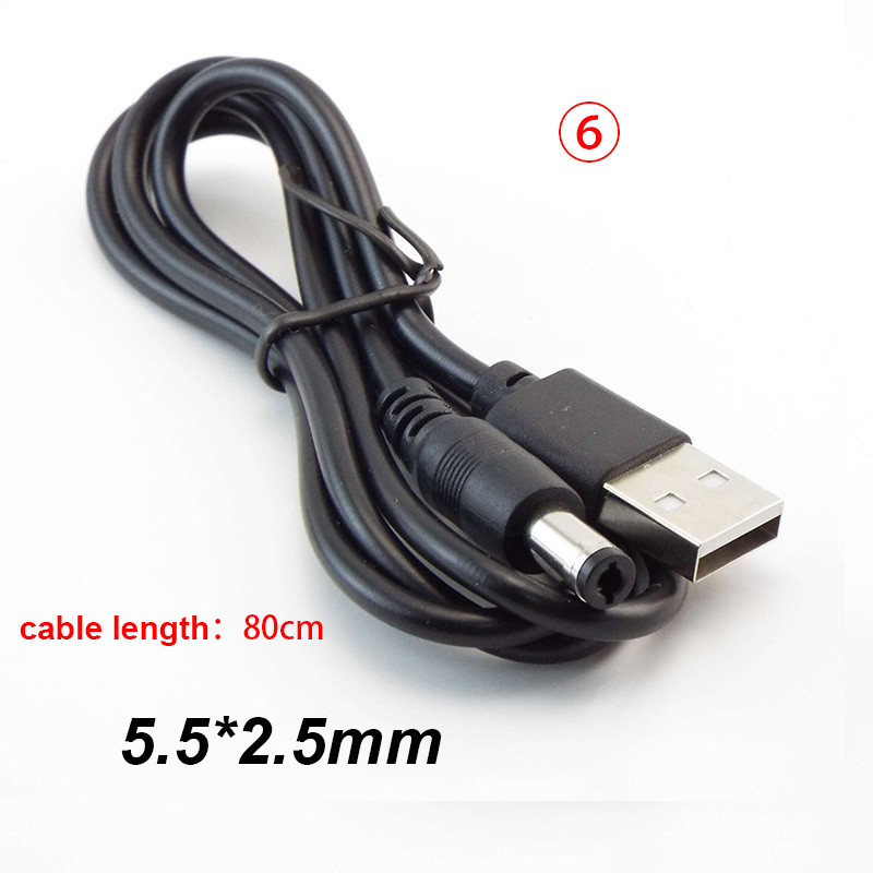 USB type A Male to DC 3.5 1.35 4.0 1.7 5.5 2.1 5.5 2.5mm male plug extension power cord supply Jack cable connector J17: black