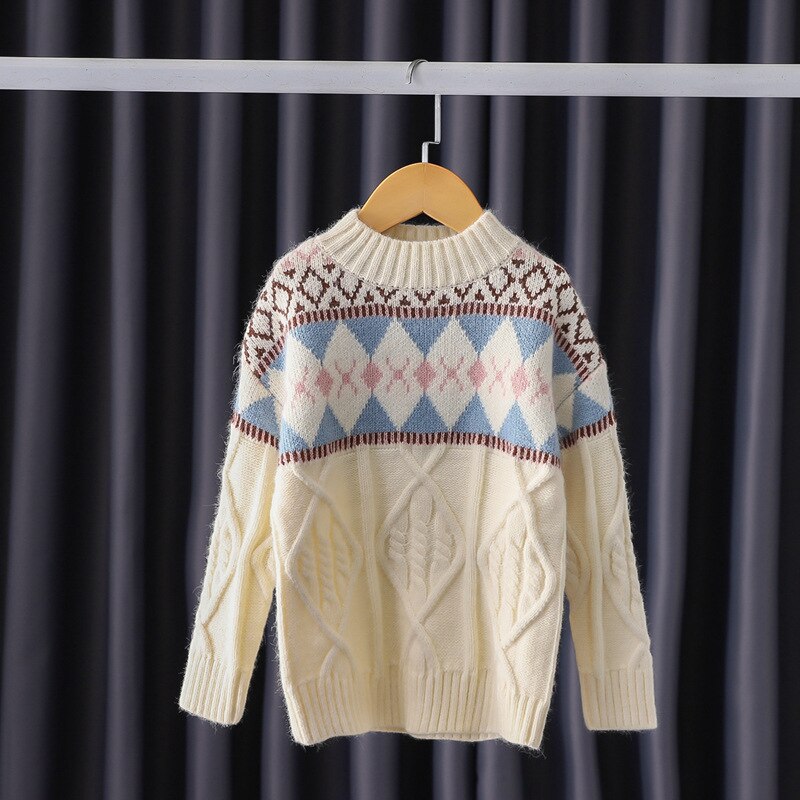 Pull tricoté pour enfant, vêtement pour fille, hiver , Ins: WHITE / 14