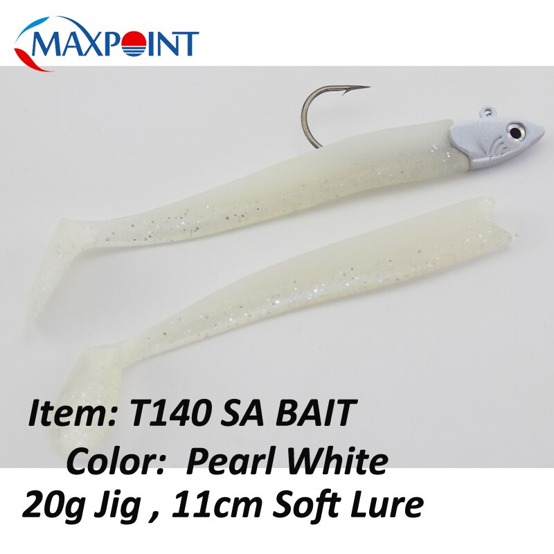 11 Cm Vissen Lokt Set Met Swing Staart Sayori 140 Met 20G Jig Hoofd Kajak Zachte Lokt Inshore Vissen aas Flexibele Vinyle: T140WHITE