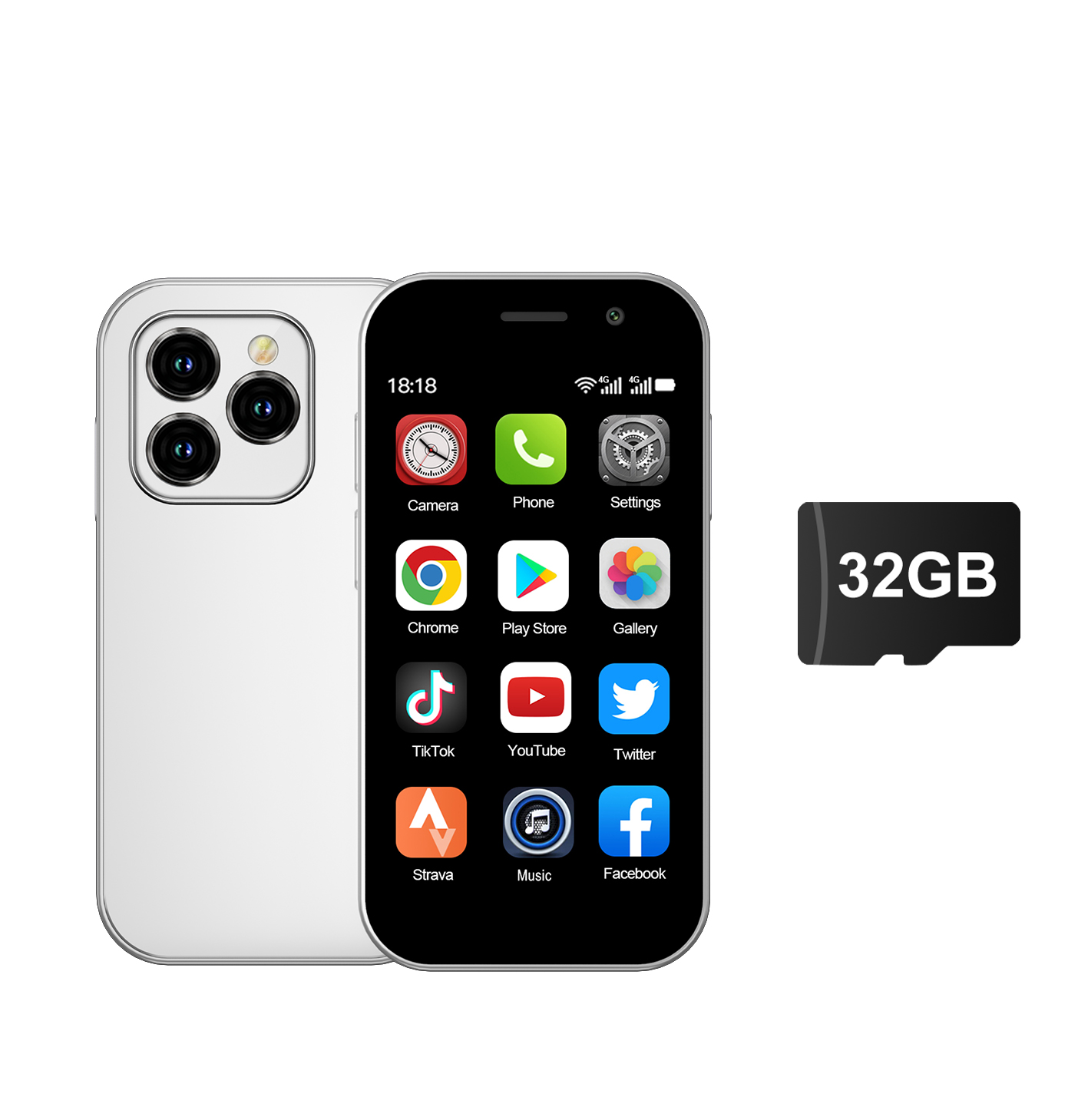 2024 SERVO KING8000 Mini Smartphone Android 4G LTE Global GPS 3 "Display 5MP Camera WIFI Kleine mobiele telefoons 2000mAh Batterij: Zilver