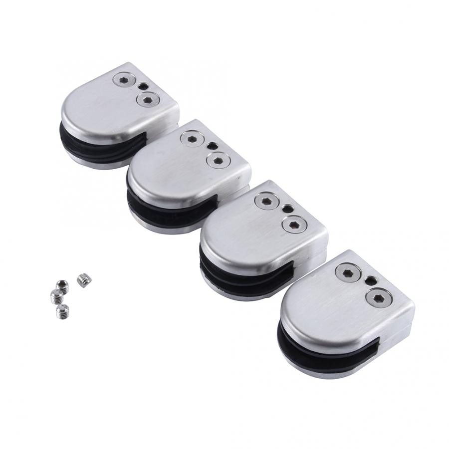 Stainless Steel Glass Clamp 1Pc/4Pc Flat Round Holder Glass Clamp Bracket for Balustrade glass bracket