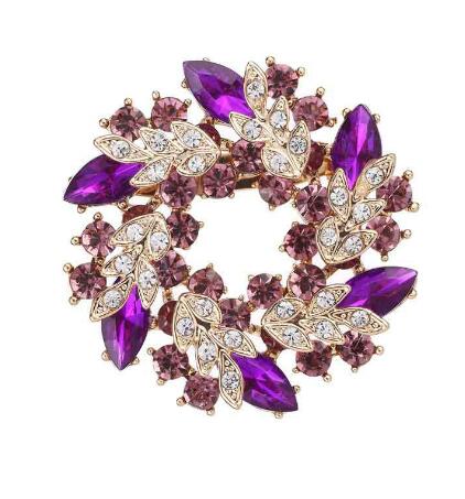 Big Pink Crystal Flower Brooch Rhinestone Pin Romantic Wedding Bride Bridesmaid Large Brooches For Woman Jewelry: RED